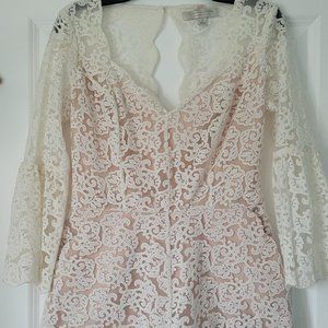 Lauren Conrad Runway scallop hem lace romper 6